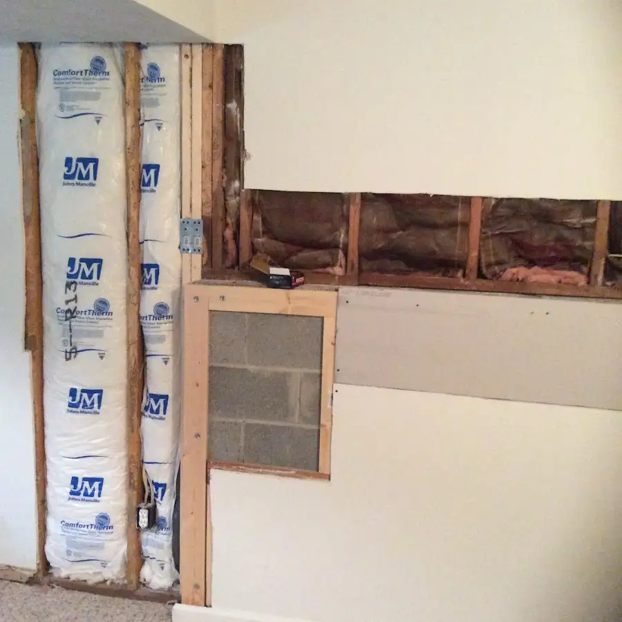 Wall insulation replacement during Basement Flood Cleanup in Gun Barrel City